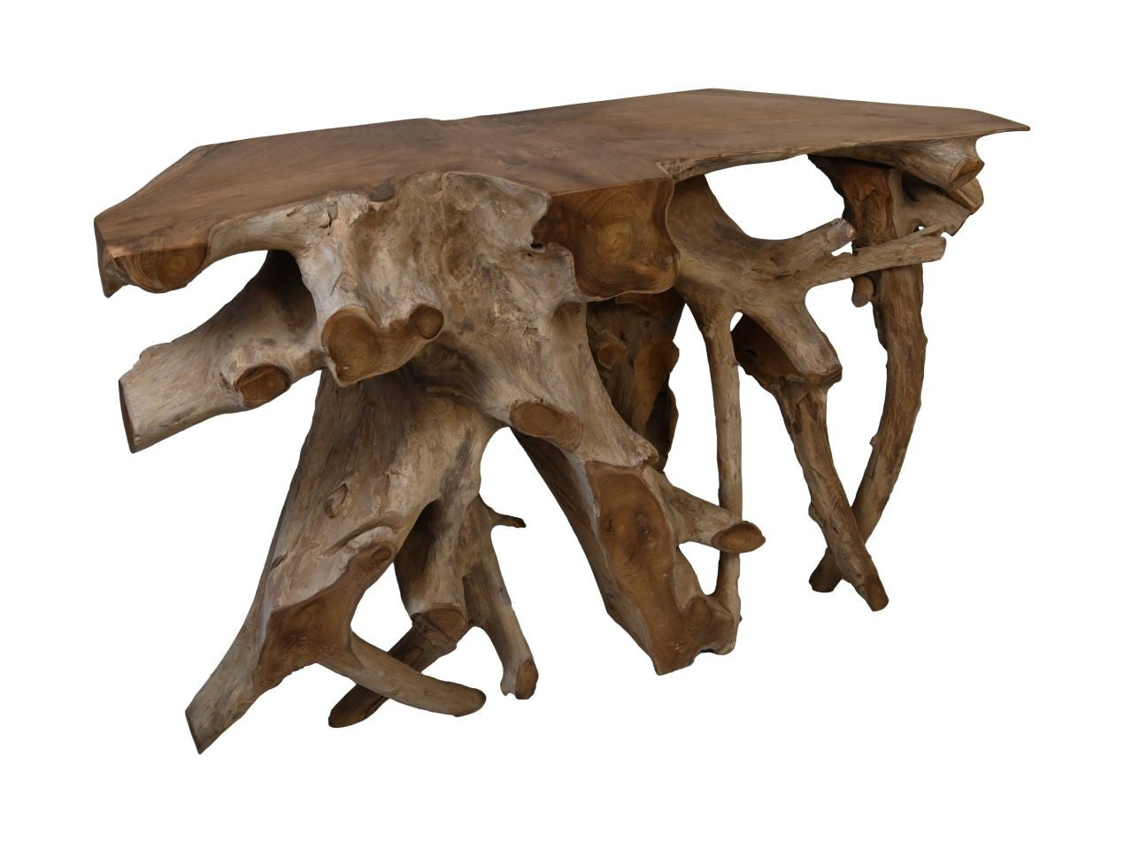 HSM Collection-Wandtafel Teakwurzel Two Tone-120x45x80-Natur-Teak