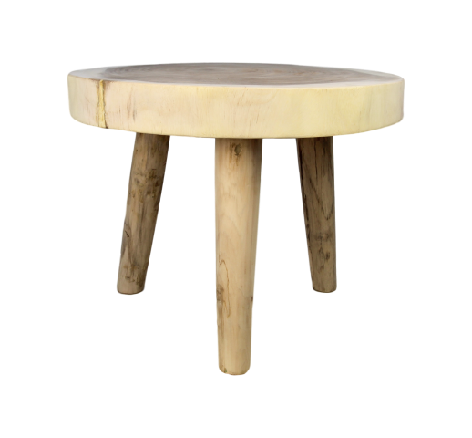 HSM Collection-Runde Beistelltisch Baumstamm-ø50x40-Natur-Munggur