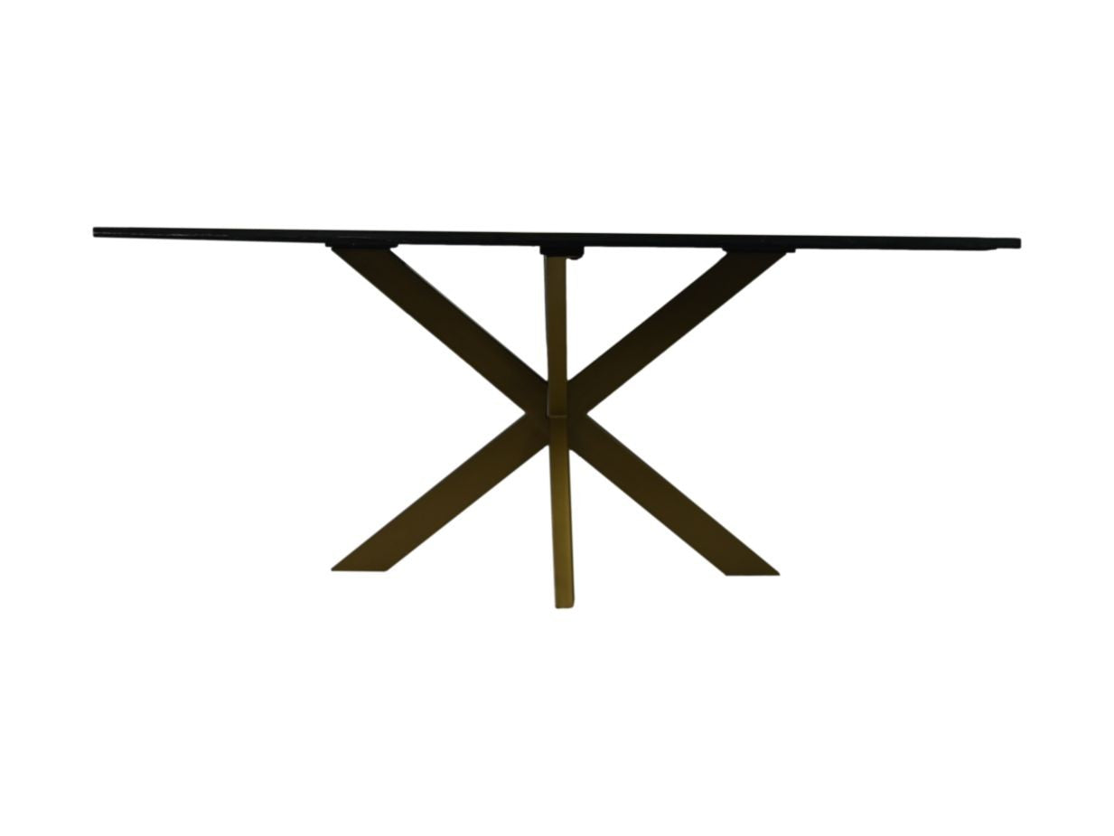 HSM Kollektion-Rechteckiger Esstisch aus Marmor-180x90x77-Schwarz/Gold-Marmor/Metall