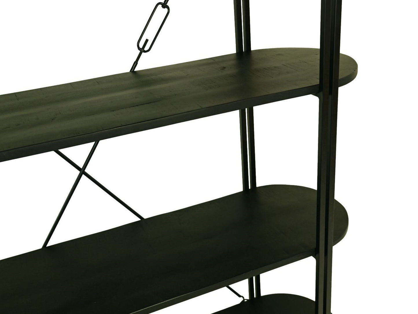 HSM Collection-Wandregal mit 4 Regalen-130x39x140-Schwarz-Mango/Metall
