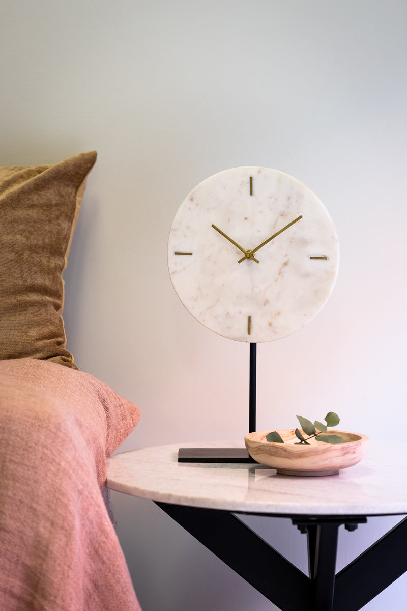 Standuhr 25,5x10x42,5 cm MORENO Marmor weiß