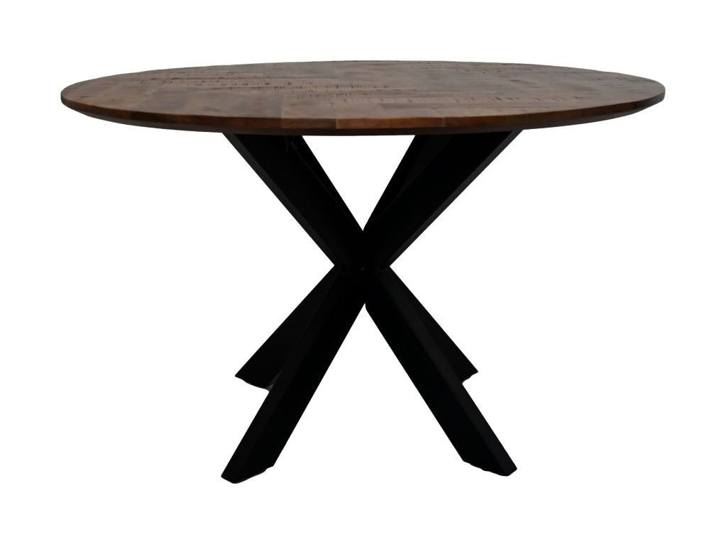 HSM Kollektion-Runder Esstisch Mosaik-140x140x76-Natur/Schwarz-Mango/Metall