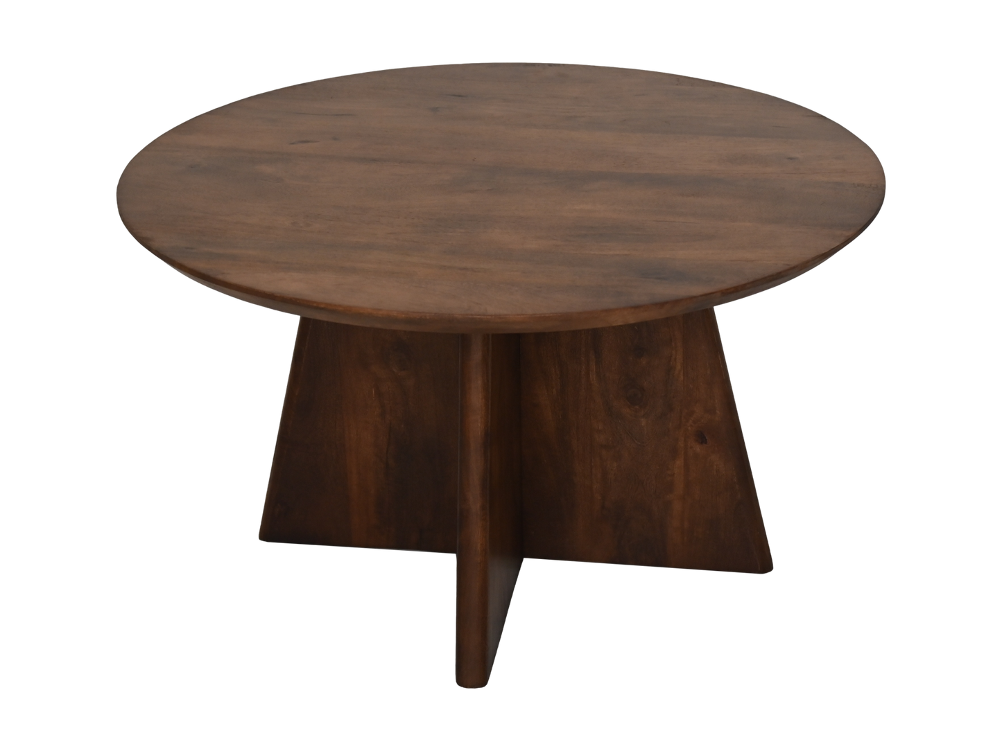 HSM Collection-Runde Couchtisch mit Kreuzbein-80x80x45-Braun-Mango