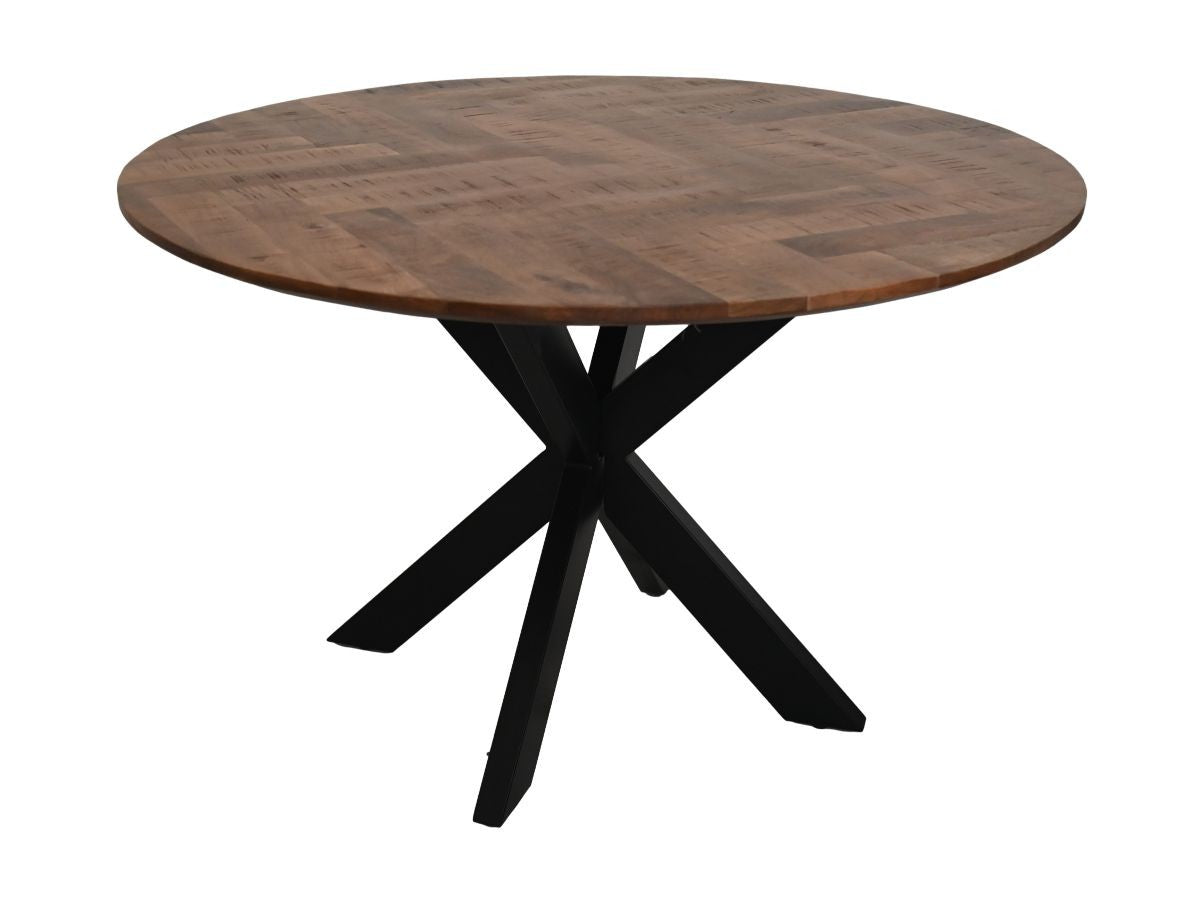 HSM Kollektion-Runder Esstisch Mosaik-140x140x76-Natur/Schwarz-Mango/Metall