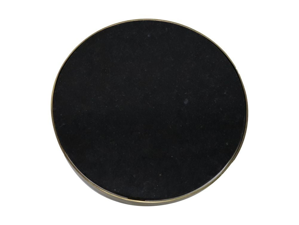 HSM Kollektion-Runder Beistelltisch-ø30x50-Schwarz/Gold-Marmor/Metall