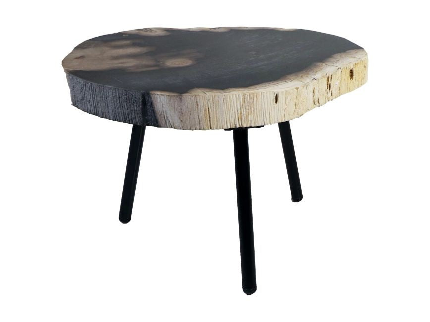 HSM Collection-Beistelltisch Versteinert -ø40/43x30-Sortiert/Schwarz-Stein/Metall