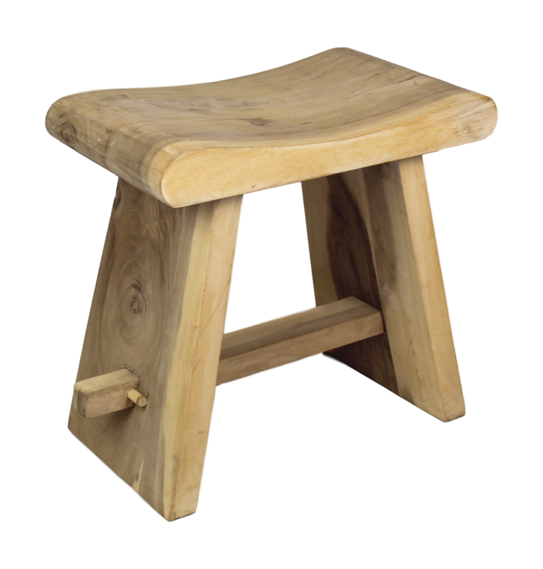 HSM Collection-Rechteckiger Hocker Rondo-50x30x47-Natur-Munggur
