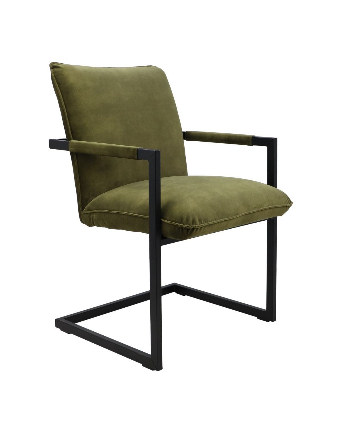 HSM Collection-Esszimmerstuhl Boston S/2-56x68x89-Grün/Schwarz-Stoff/Metall