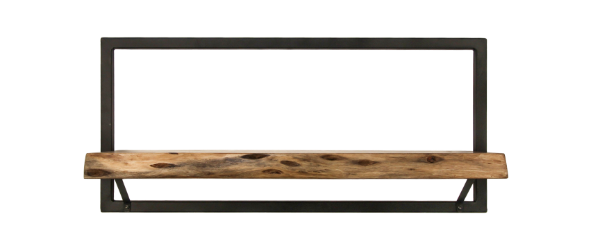 HSM Collection-Wandregal Levels Live Edge -70x22x32-Natur/Schwarz-Akazie/Metall