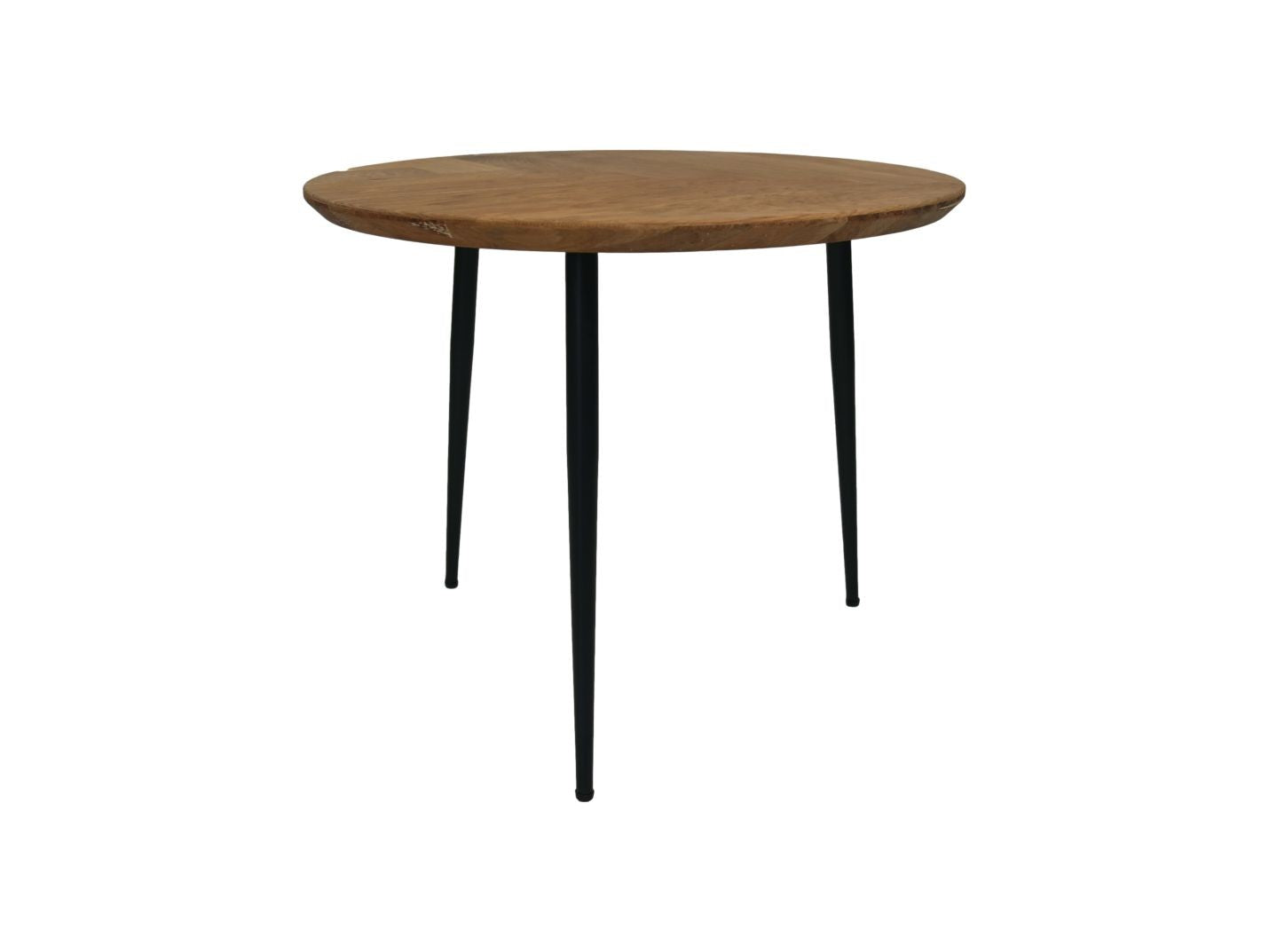 HSM Collection-Runde Beistelltisch Fishbone-60x60x49-Natur/Schwarz-Eiche/Metall