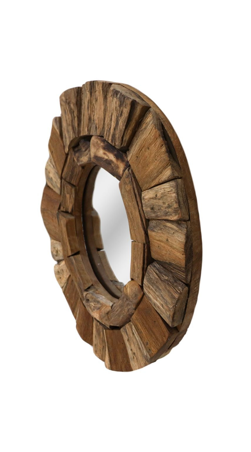 HSM Kollektion - Runder Spiegel - 40X40X4 - Natur - Teak