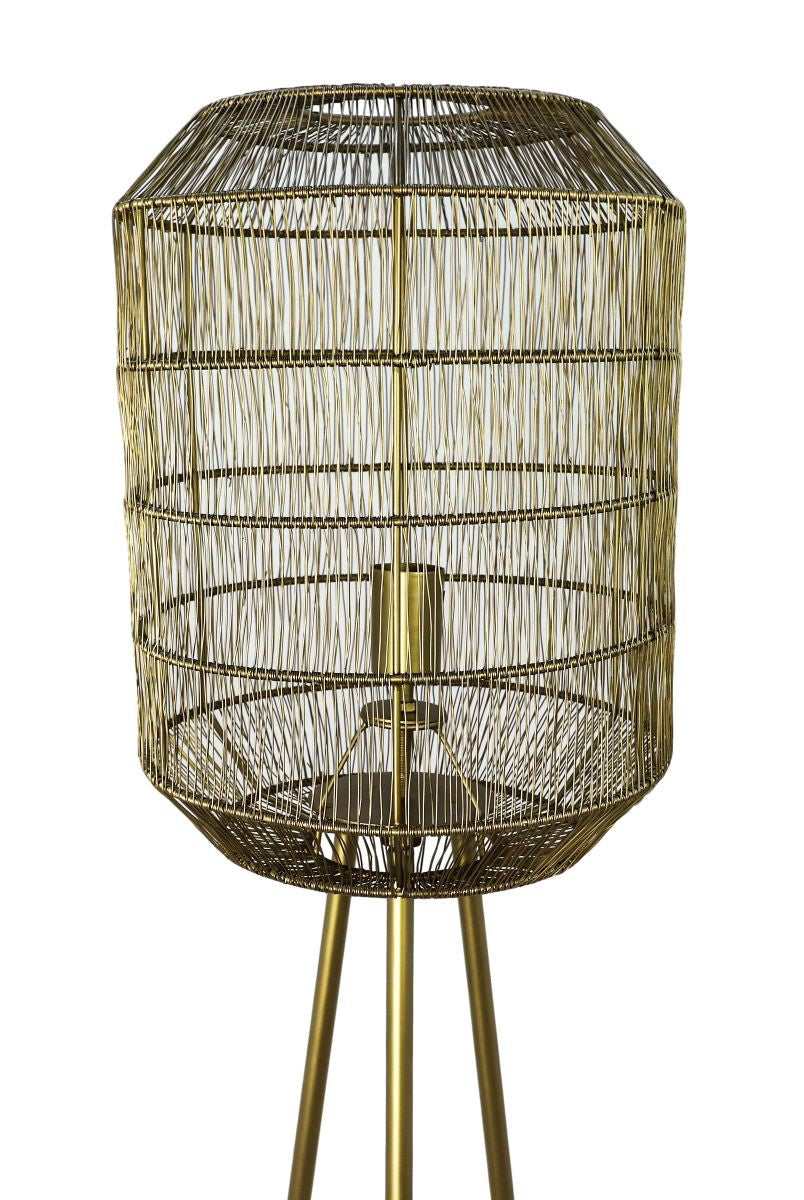 HSM Collection-Vloerlampe Driepoot Marbella-40x158-Gold-Metall