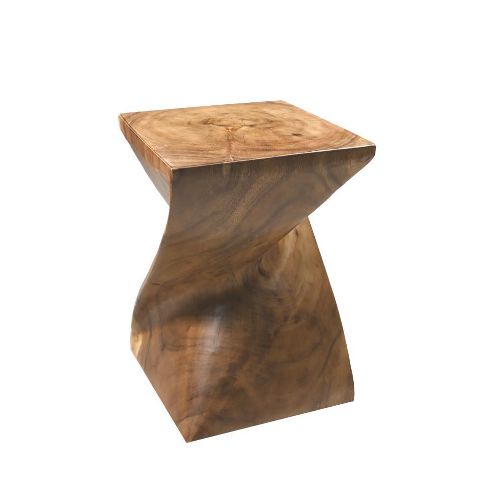 HSM Collection - Square Side Table Spiral - 30x30x43 - Natur - Munggur