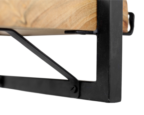 HSM Collection-Wandregal Levels Live Edge -32x22x32-Natur/Schwarz-Akazie/Metall