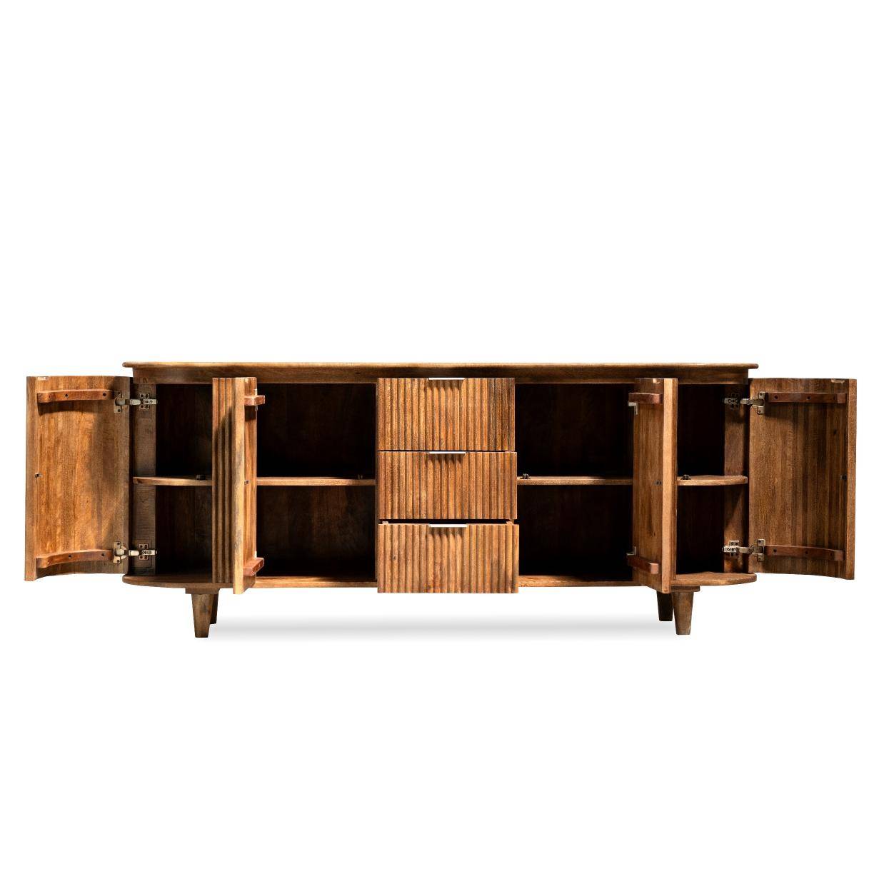HSM Kollektion-Sideboard Tide 4 Tür 3 Schublade-190x45x80-Braun-Mango