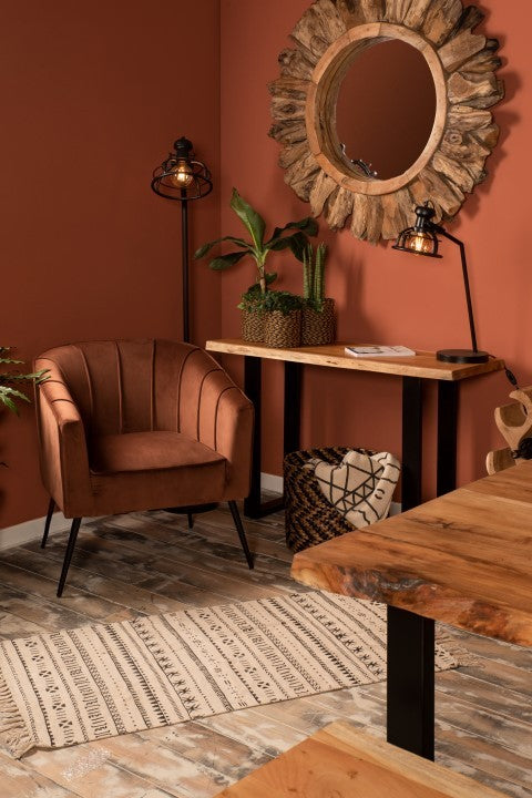 HSM Kollektion - Runder Spiegel Sun-108x5x108-Natur-Teak