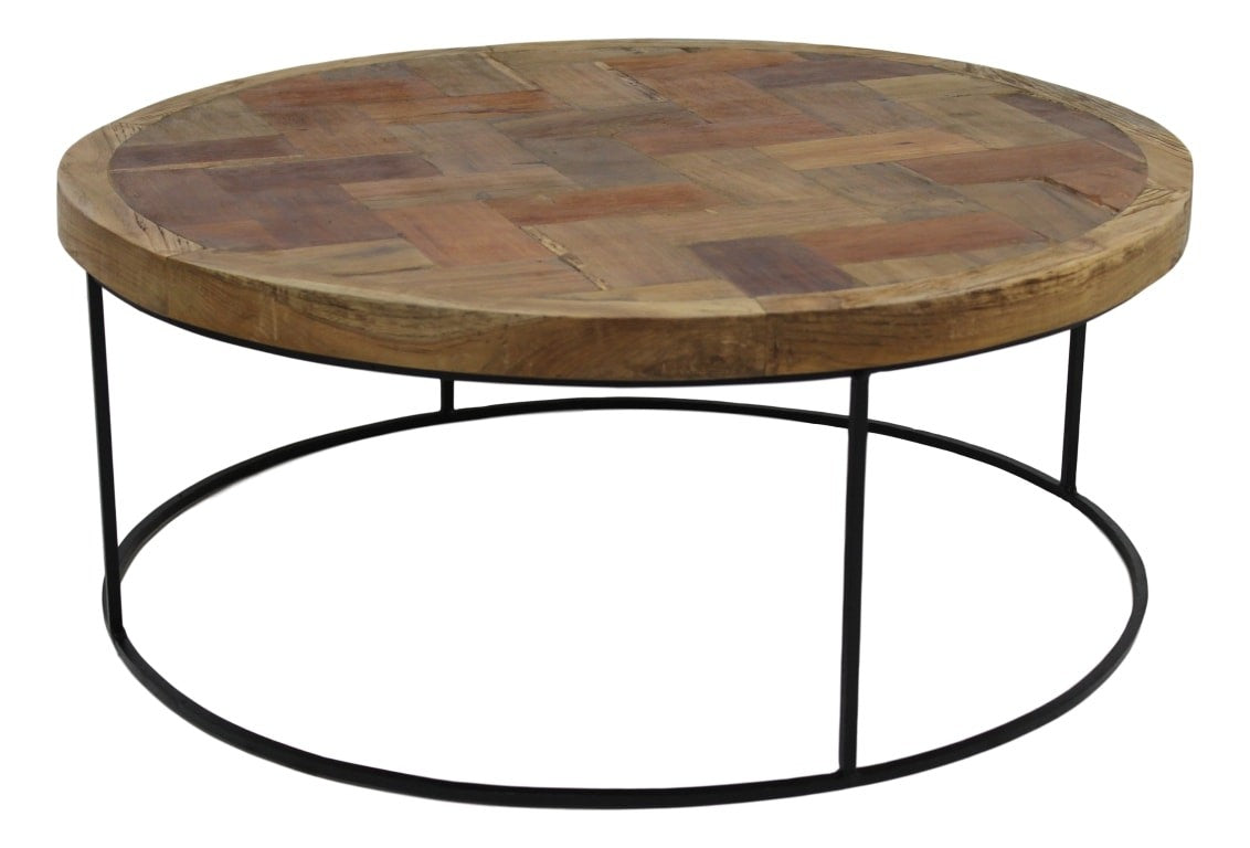HSM Collection - Runde Mosaik-Couchtisch - ø80x33 - Braun/Schwarz - Teak