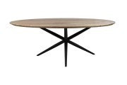 HSM Kollektion - Ovaler Esstisch Zurich - 220x100x76 - Natur/Schwarz - Akazie/Metall