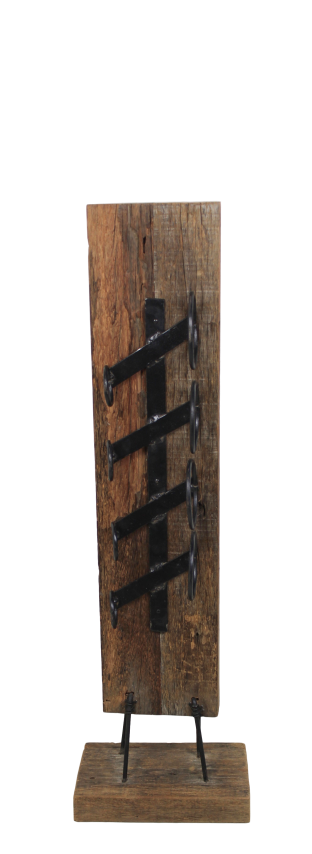 HSM Collection-Stand Weinregal 4 Flaschen-32x28x100-Braun/Schwarz-Teak
