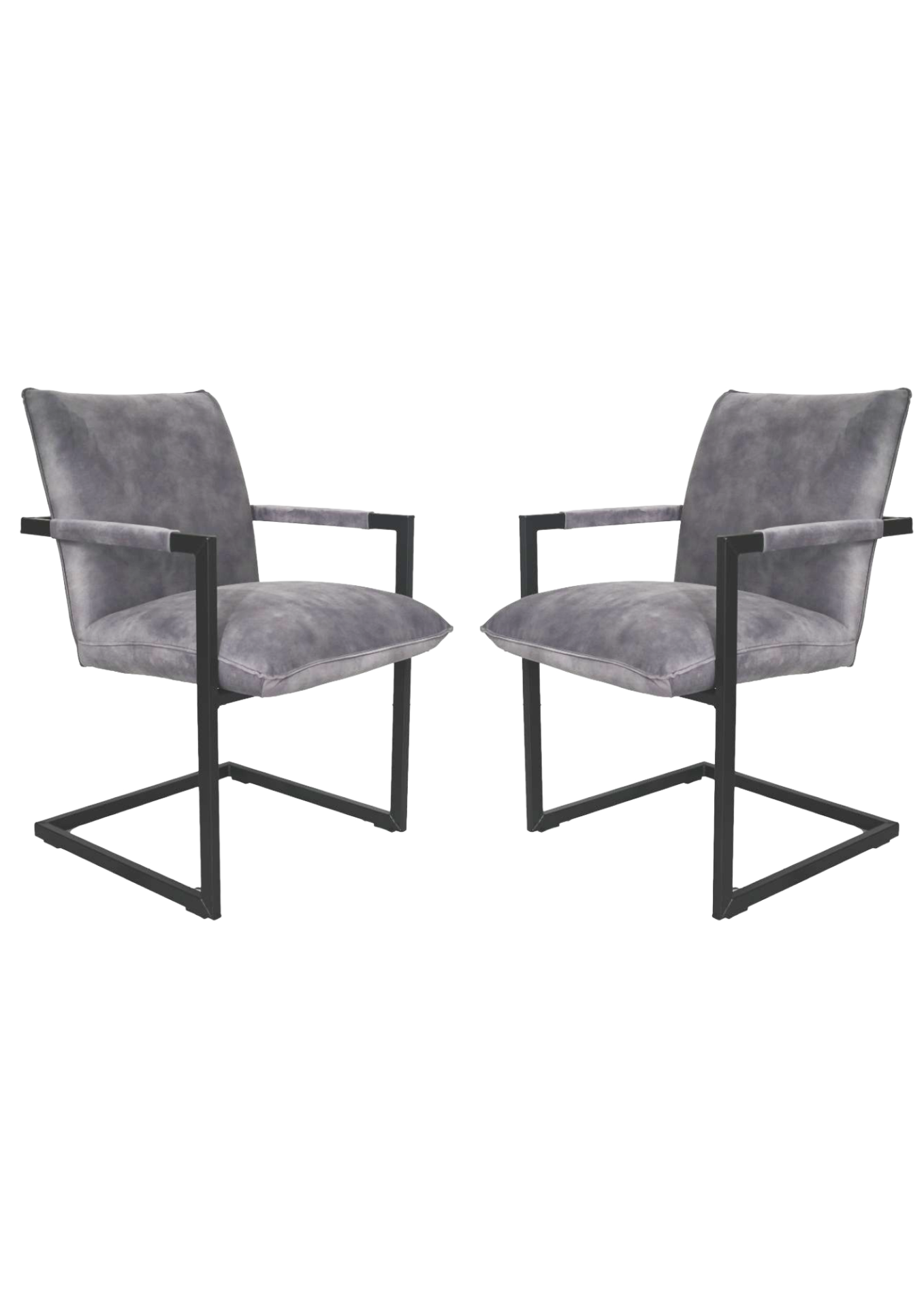 HSM Collection-Eetkamerstuhl Boston S/2-56x68x89-Delfin Grau/Schwarz-Stoff/Metall