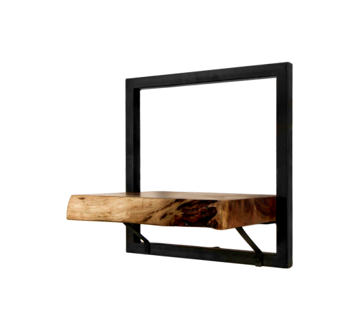 HSM Collection-Wandregal Levels Live Edge -32x22x32-Natur/Schwarz-Akazie/Metall