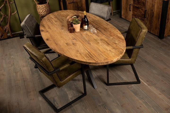 HSM Collection - Ovaler Tischplatte - 220x110x4 - Natur - Teak