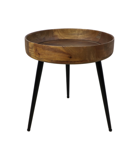 HSM Collection-Round Side Table Ventura-ø40x42-Natur/Schwarz-Mango/Metall