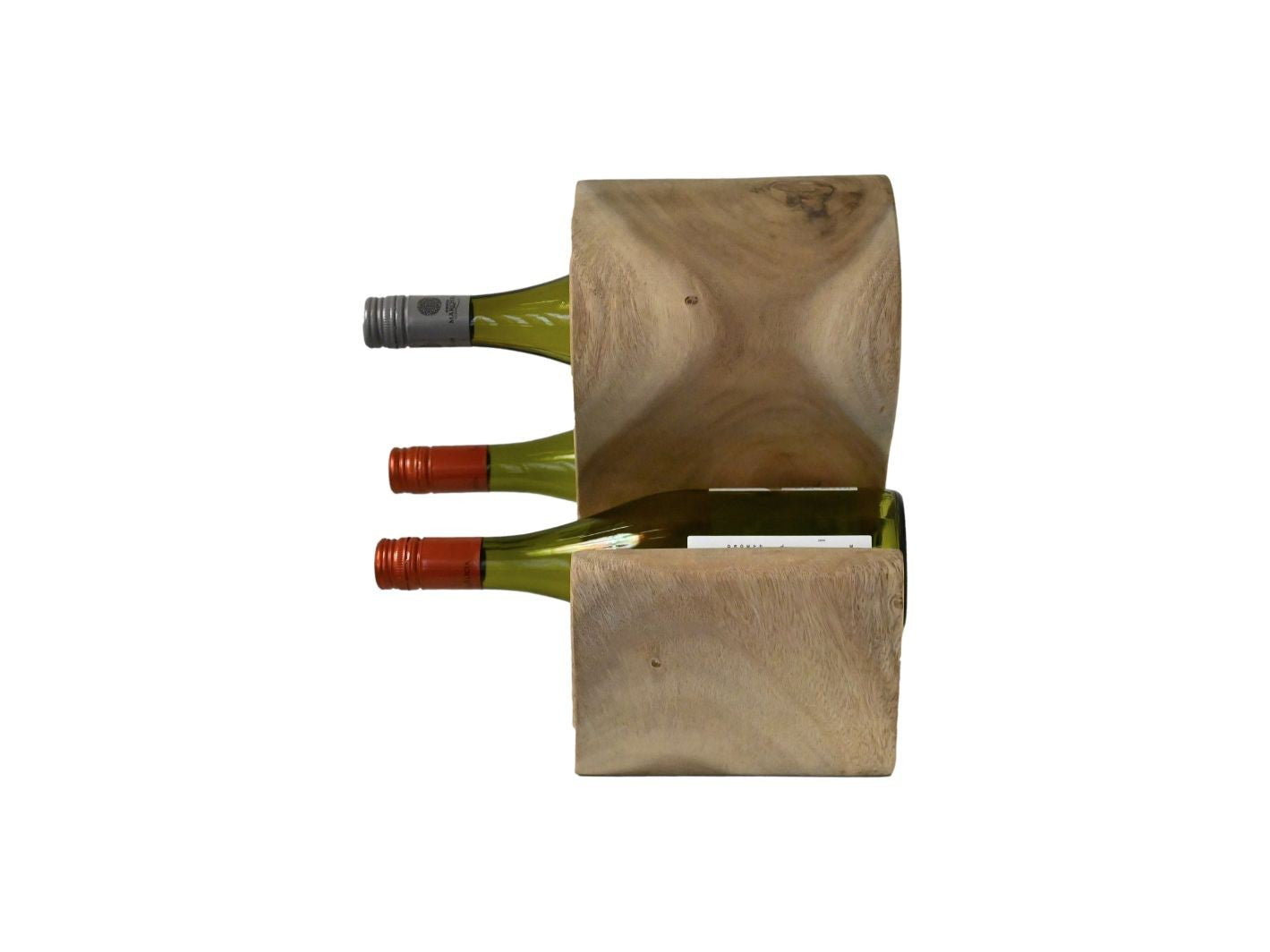HSM Collection-Ständer Weinregal Vins 3 Flaschen-25x18x31-Natur-Munggur