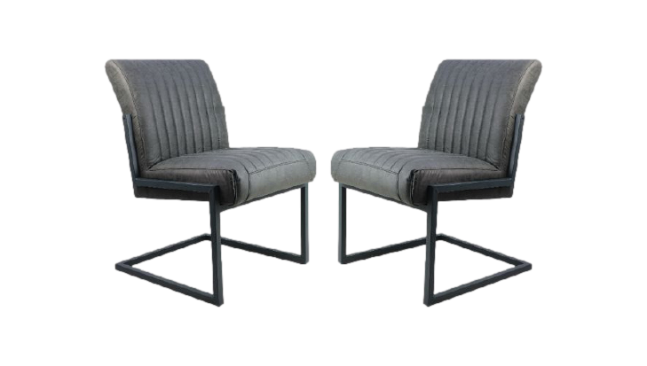 HSM Collection-Esszimmerstuhl Texas S/2-55x50x85-Grafit/Grau-Leder/Metall