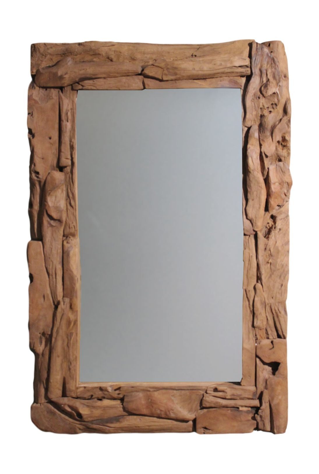 HSM Kollektion-Rechteckiger Spiegel Root-140x6x80-Natur-Teak