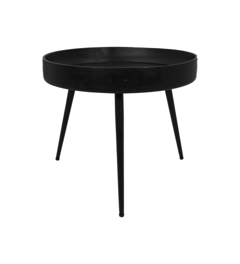 HSM Collection-Runde Beistelltisch Ventura-ø50x42-Schwarz-Mango/Metall