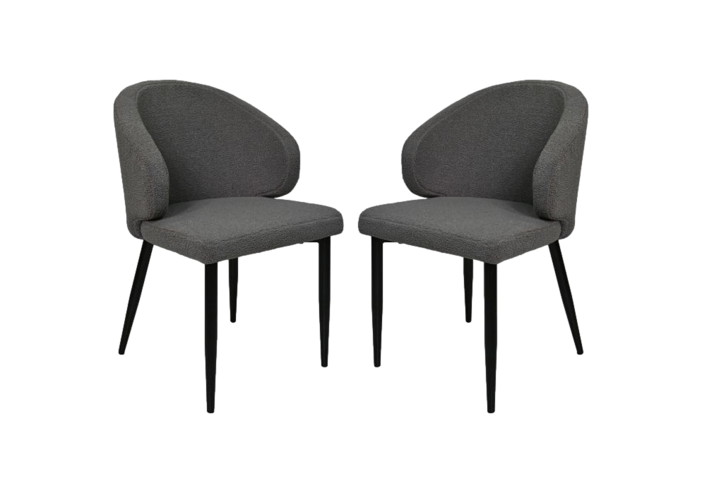 HSM Collection-Eetkamerstuhl Yuna S/2-60x54x82.5-Grau/Schwarz-Stoff/Metall