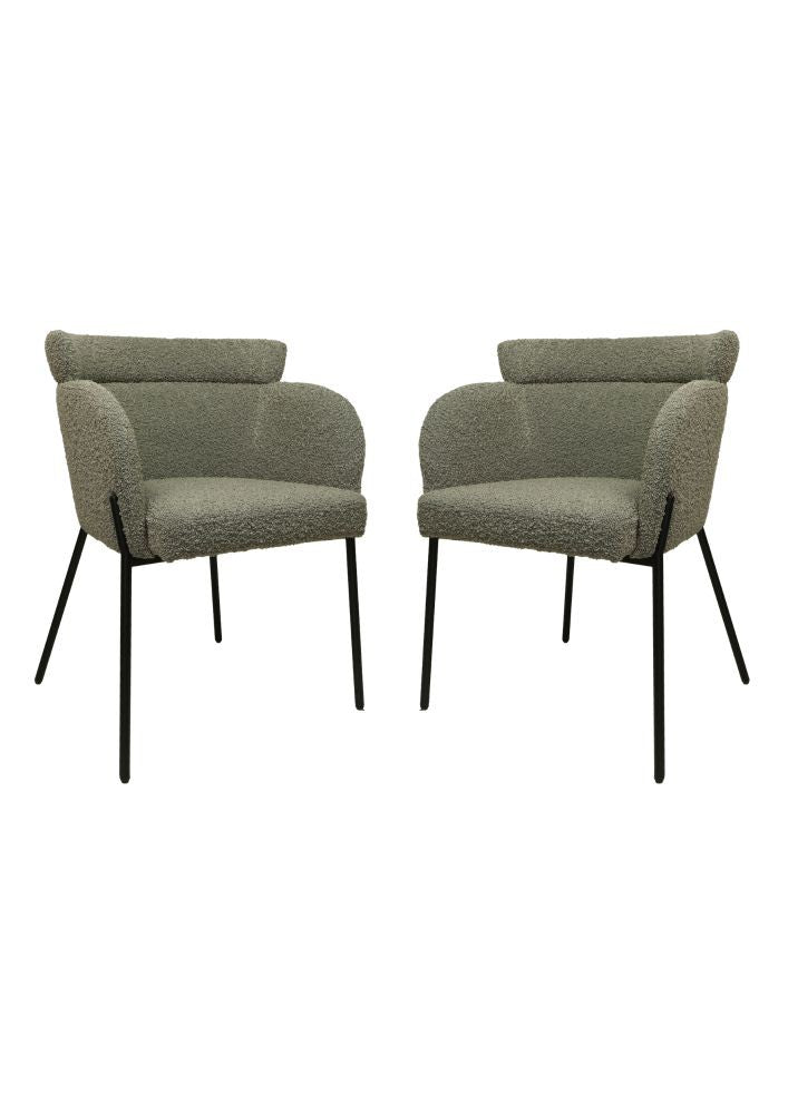 HSM Collection-Esszimmerstuhl Luca S/2-57x60x81-Hellgrau/Schwarz-Stoff/Metall