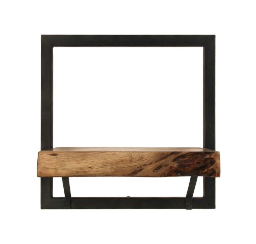 HSM Collection-Wandregal Levels Live Edge -32x22x32-Natur/Schwarz-Akazie/Metall