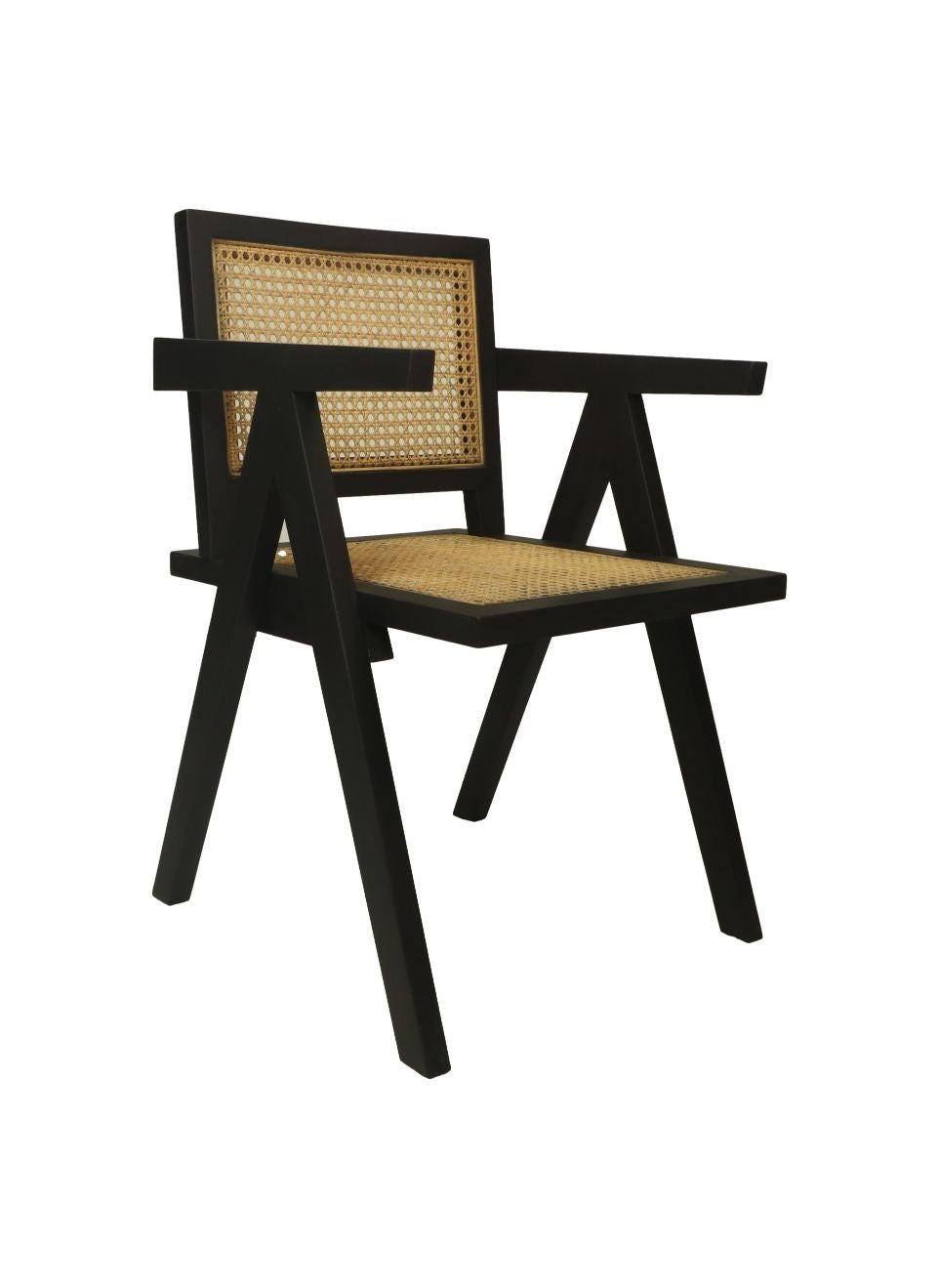 HSM Kollektion-Esszimmerstuhl-56x52x83-Schwarz/Natur-Mahagoni/Rattan