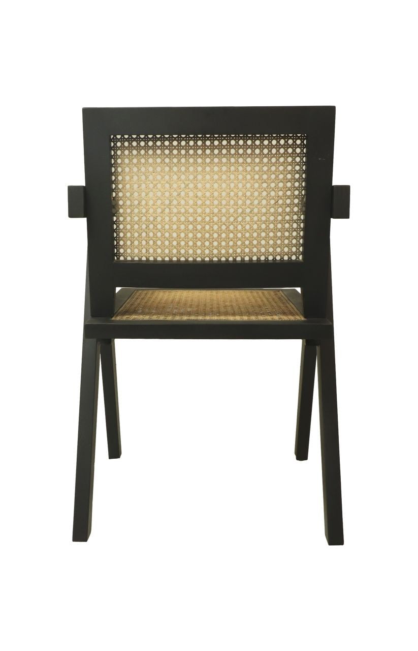HSM Kollektion-Esszimmerstuhl-56x52x83-Schwarz/Natur-Mahagoni/Rattan