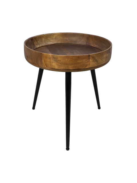 HSM Collection-Round Side Table Ventura-ø40x42-Natur/Schwarz-Mango/Metall