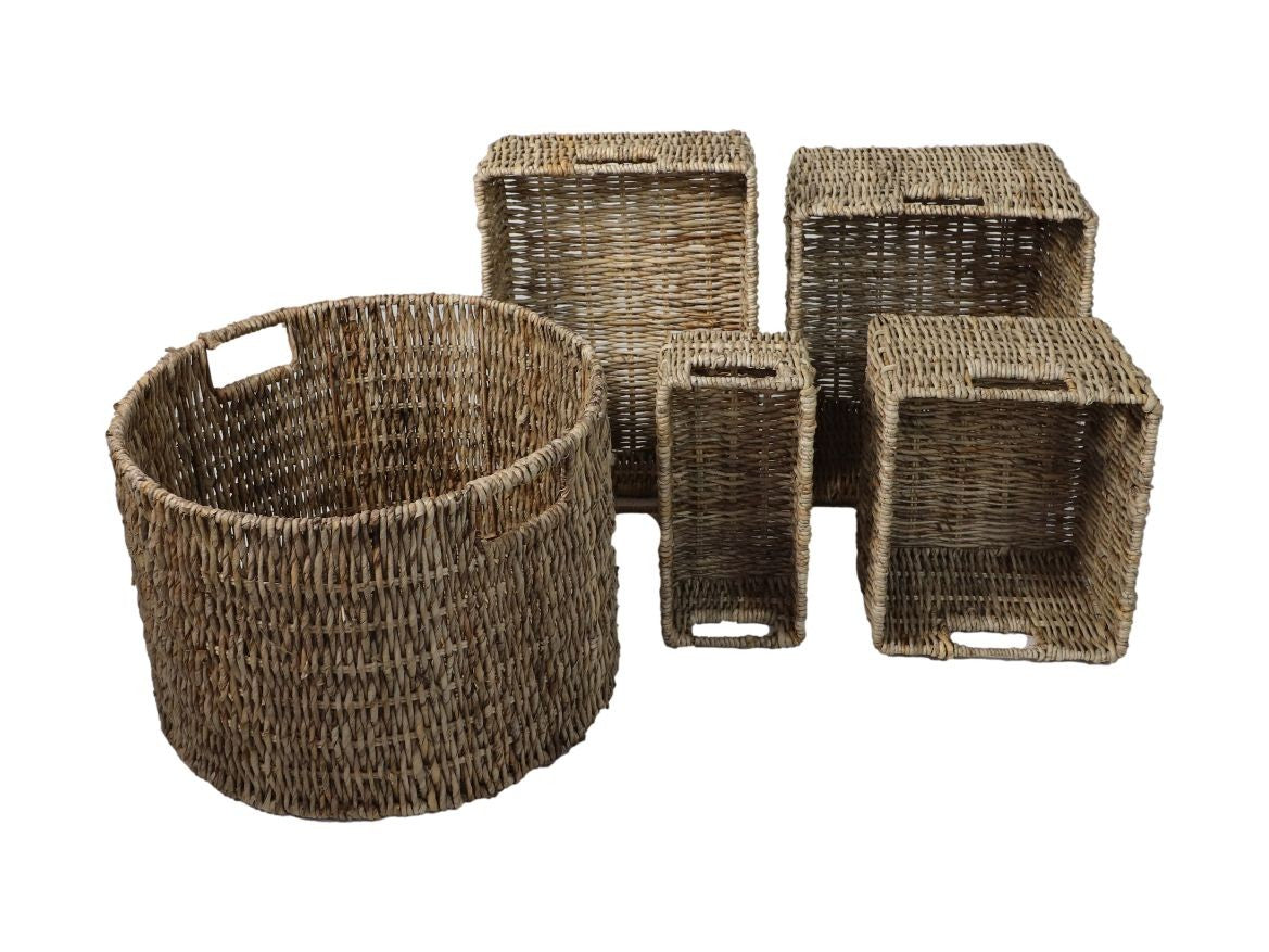 HSM Collection-Mandenset S/5-ø47x30-Natur-Bananenblatt