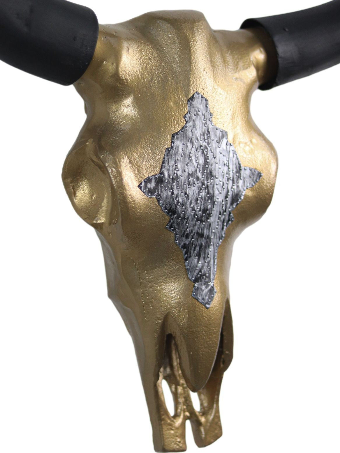 HSM Kollektion - Dekoratives Büffelkopf Groß - 80x80x10 - Gold/Schwarz - Metall