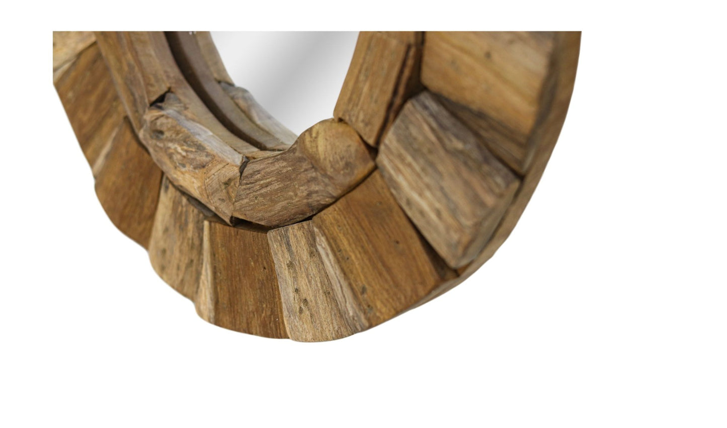 HSM Kollektion - Runder Spiegel - 40X40X4 - Natur - Teak