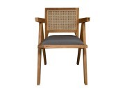 HSM Collection-Esszimmerstuhl Phi-52x54x83-Natur/Dunkelgrau-Teak/Stoff