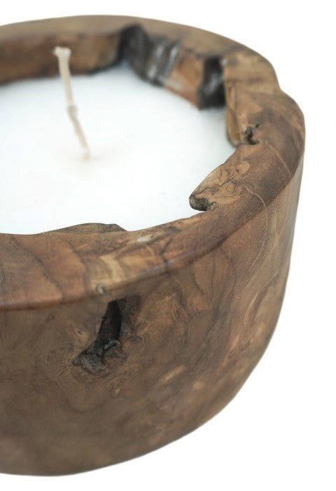 HSM Kollektion-Kerze Baumstamm Klein-ø20x10-Natur-Teak