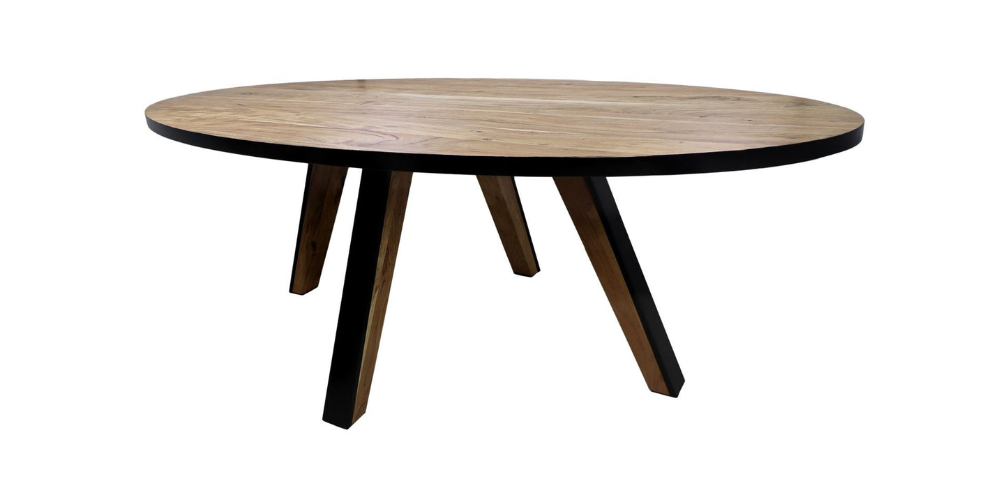 HSM Collection - Ovaler Esstisch Milano - 180x100x76 - Natur/Schwarz - Akazie/Metall