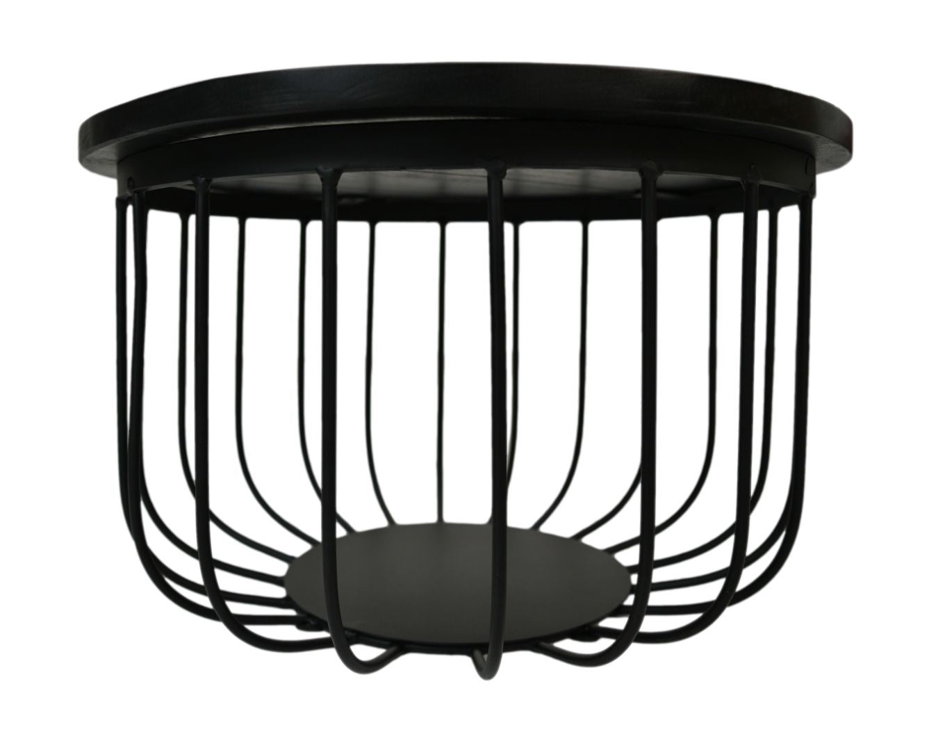 HSM Collection-Runde Beistelltische Maden S/2-ø60x33/ø45x30-Schwarz-Mango/Metall
