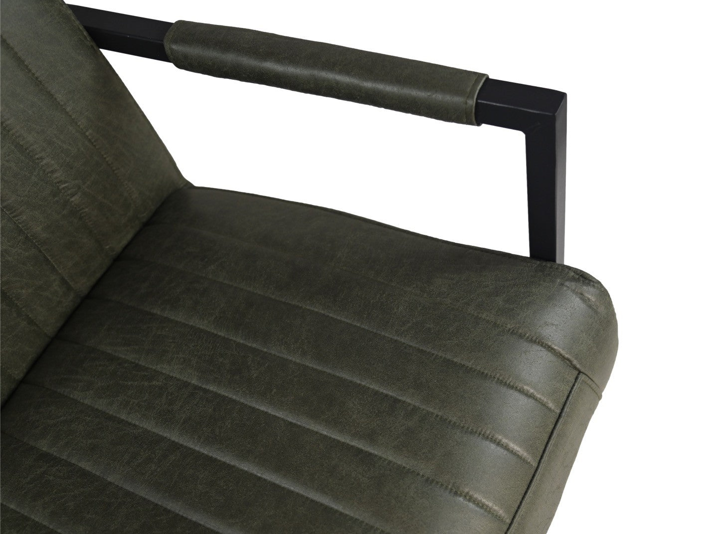 HSM Collection-Esszimmerstuhl Texas Mit Armlehne S/2-55x50x85-Grün/Schwarz-Leder/Metall