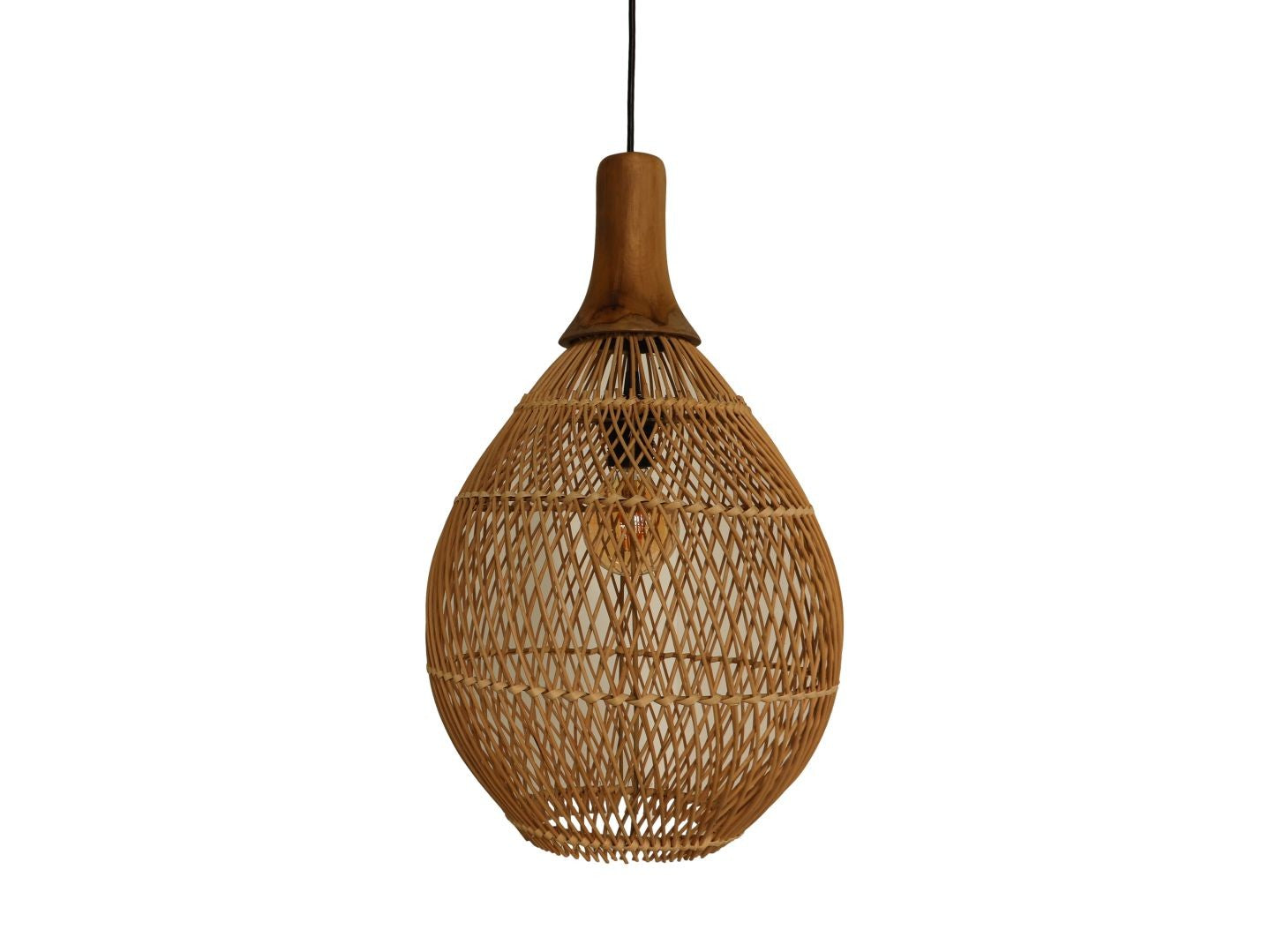 HSM Kollektion-Hängelampe-34x34x58-Natur-Rattan/Teak