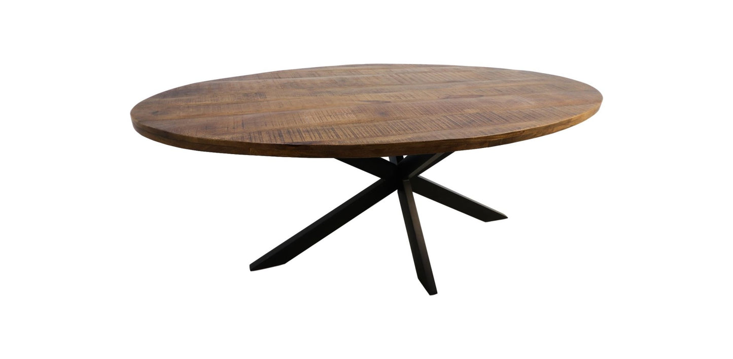 HSM Collection - Ovaler Esstisch Melbourne - 240x110x76 - Natur/Schwarz - Mango/Metall