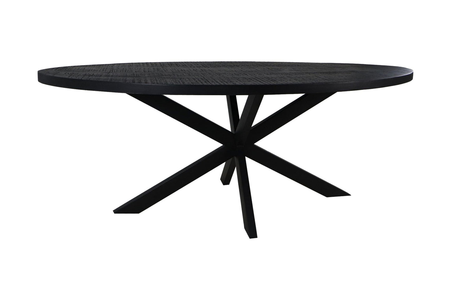 HSM Collection - Ovaler Esstisch Melbourne - 160x90x76 - Schwarz - Mango/Metall