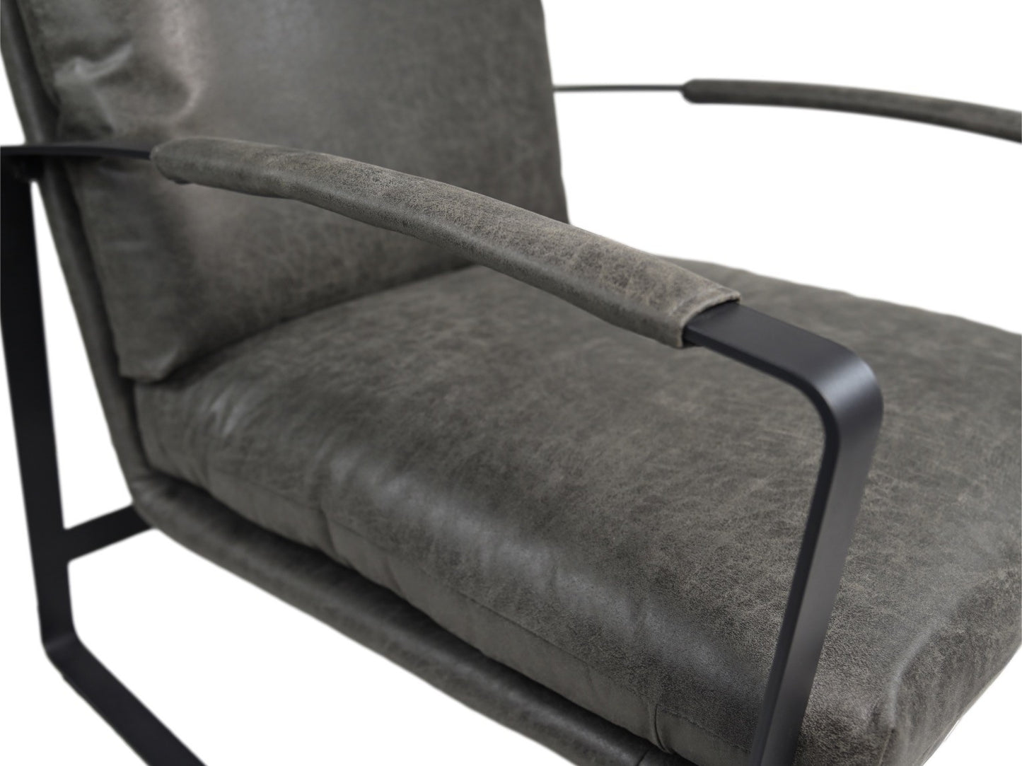 HSM Kollektion-Sessel Miami-95x65x95-Dunkelgrau/Schwarz-Leder/Metall