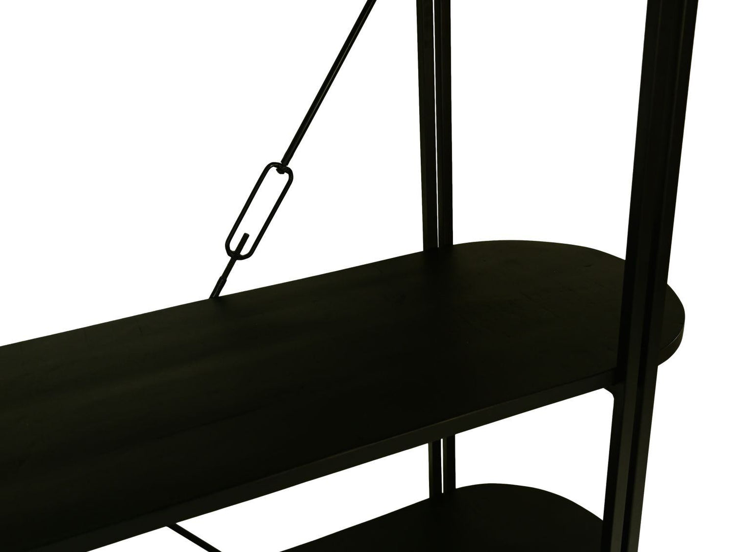 HSM Collection-Wandregal mit 4 Regalen-130x39x140-Schwarz-Mango/Metall